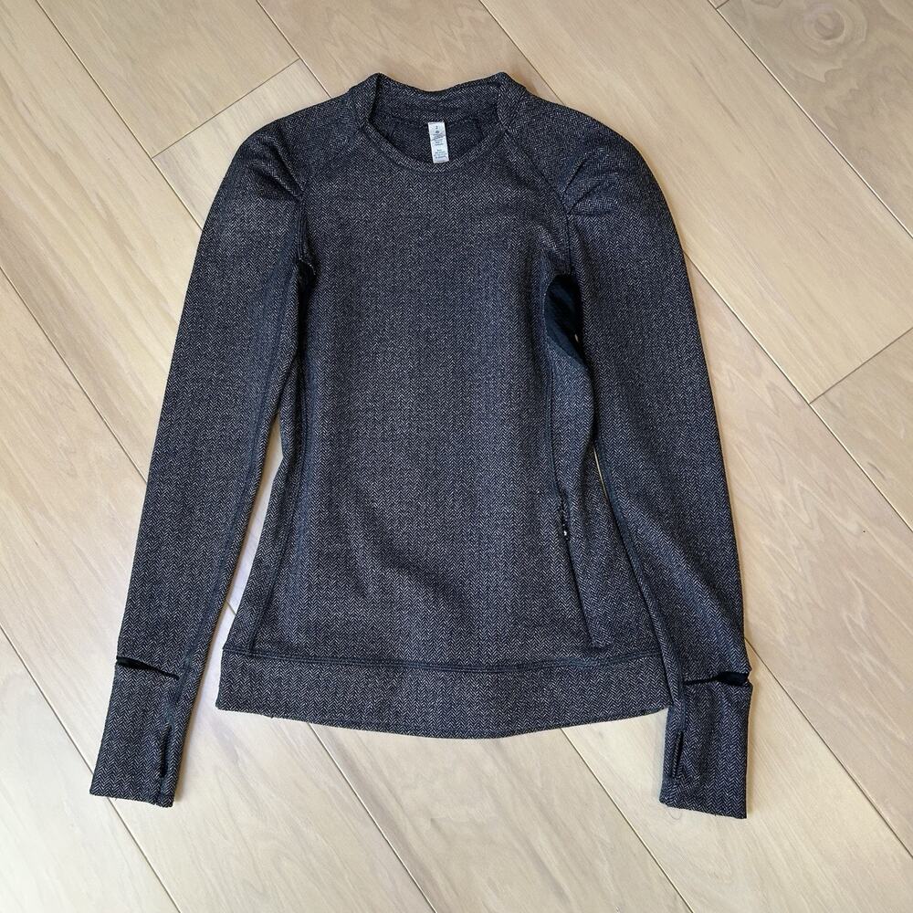 Lululemon Think Fast Heathered Herringbone Gray Pullover Sweatshirt Women’s 2